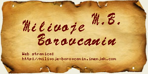 Milivoje Borovčanin vizit kartica